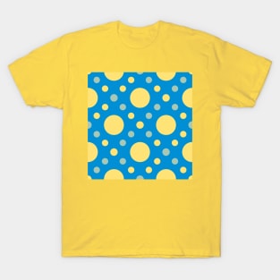 Light Blue Background Yellow Polk Dot Seamless Pattern T-Shirt